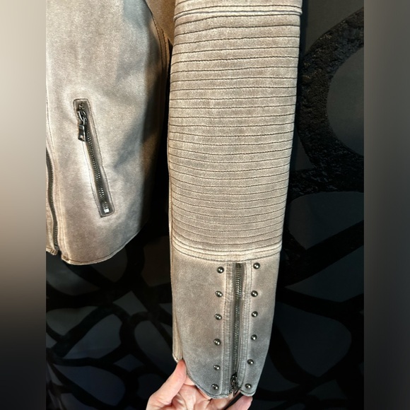Marrakech Taupe XL super soft faux Suède moto jacket - Picture 4 of 5
